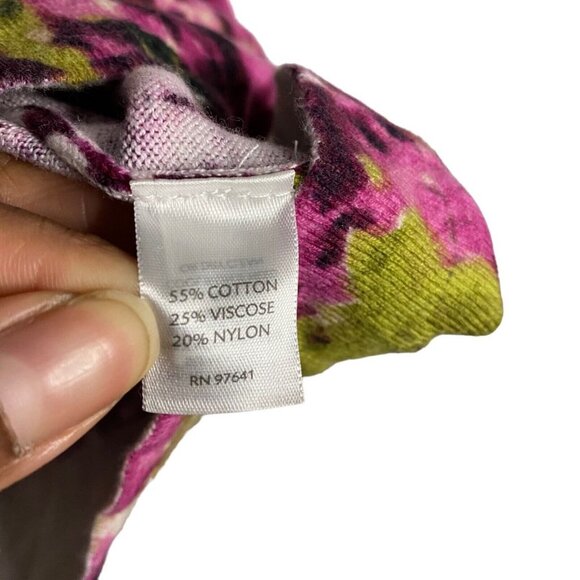 J. Jill Women's Purple Floral Round Neck Knit Top - Picture 5 of 7